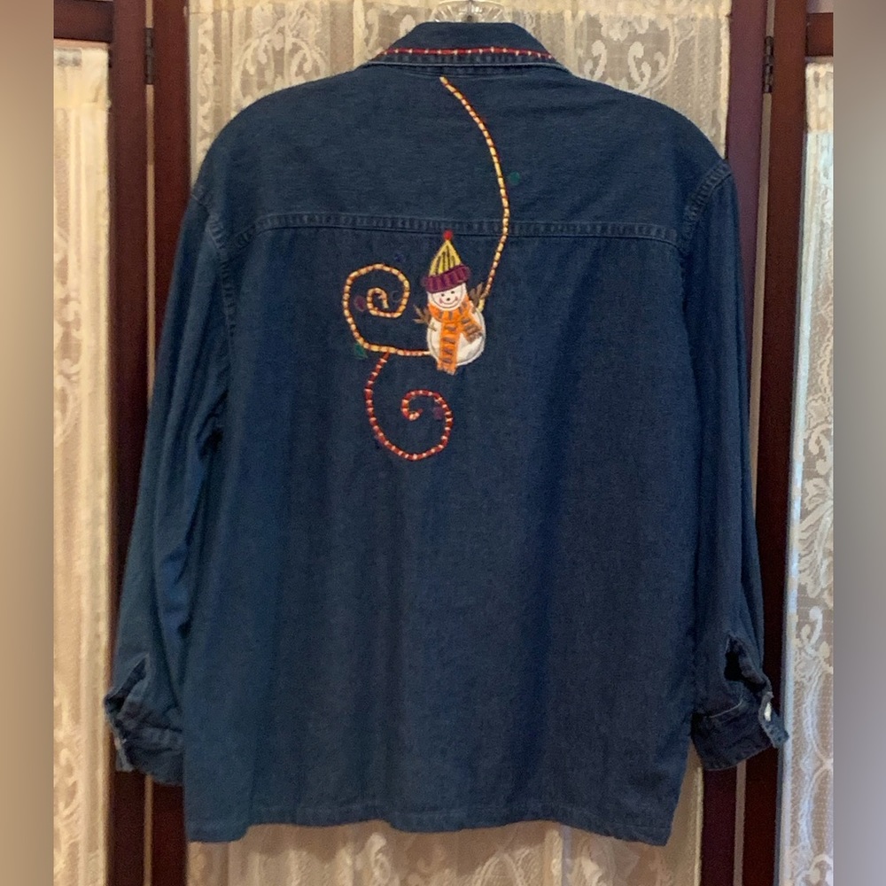 LIFE STYLE DENIM SNOWMAN SHIRT - SZ SMALL - Picture 2 of 7